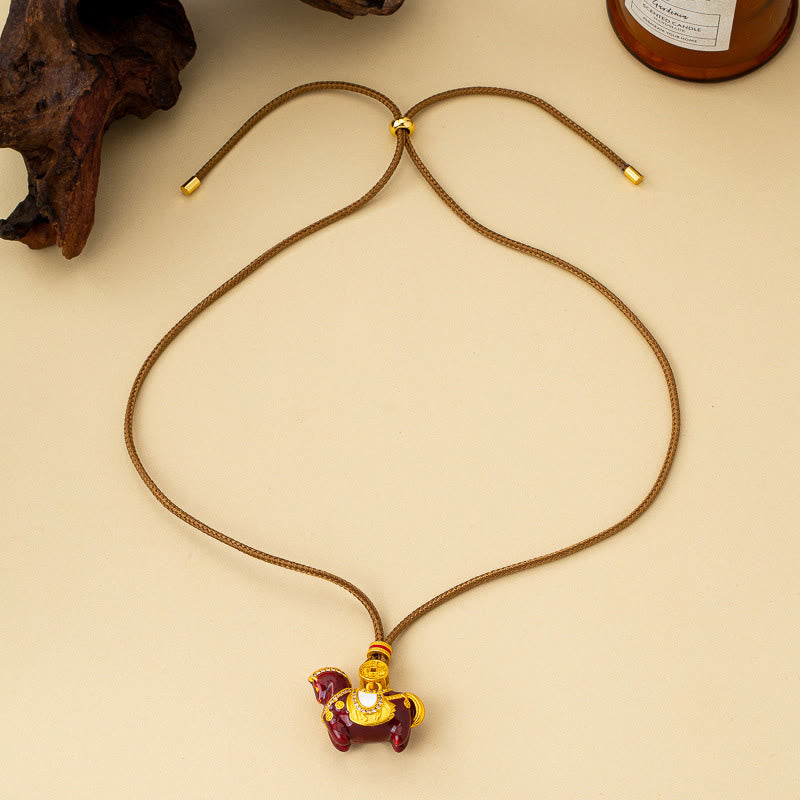 Buddha Stones Year of the Horse Copper Wealth Necklace Pendants