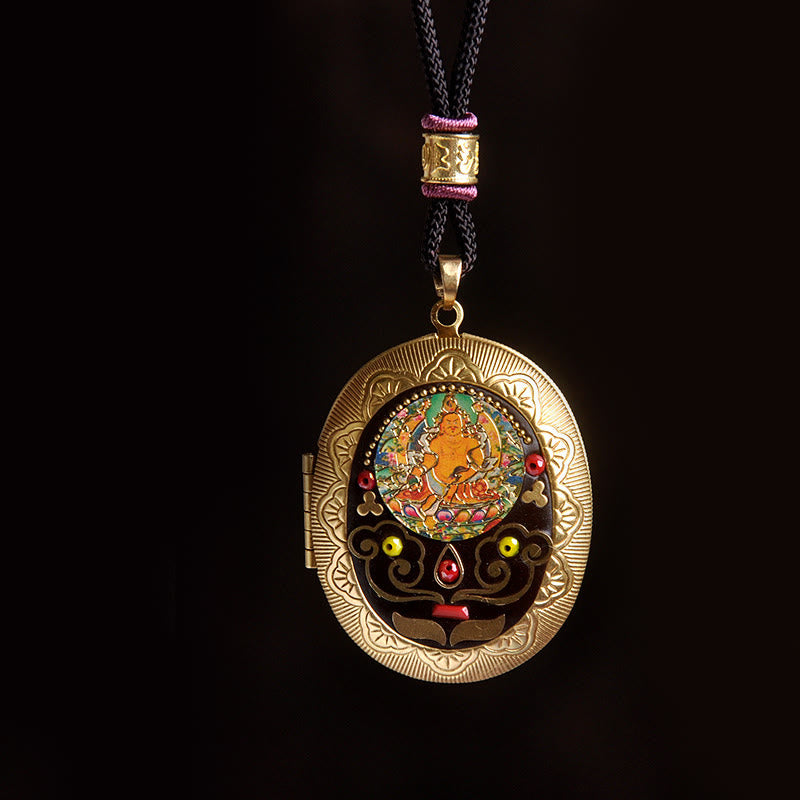 Buddha Stones Copper Kwan Yin Avalokitesvara Zakiram Wealth Pendant Necklace