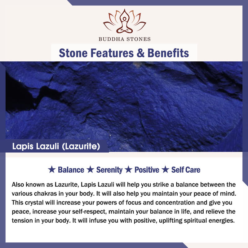 Buddha Stones Handmade Natural Lazurite Lapis Lazuli Bead Positive Rope Bracelet