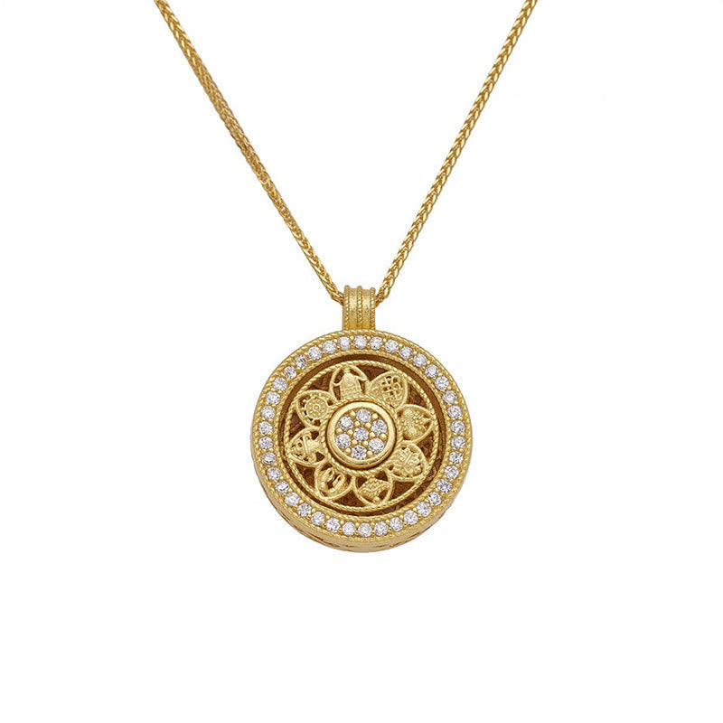 Buddha Stones 925 Sterling Silver Eight Treasures Luo Pan Blessing Necklace Pendant