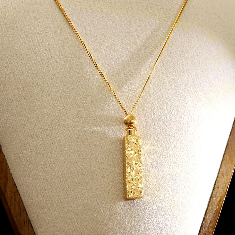 Buddha Stones Rectangular Texture Design Copper Chain Luck Necklace Pendant