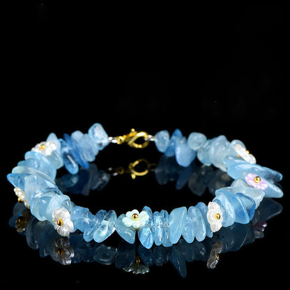 Buddha Stones Natural Aquamarine Peridot Strawberry Quartz Various Crystals Serenity Bracelet