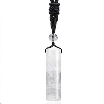 Buddha Stones Various Crystal Rose Quartz Green Aventurine Amethyst Cylinder Healing Necklace Pendant