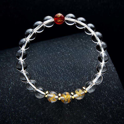 Buddha Stones Clear Quartz Chinese Zodiac Healing Bracelet