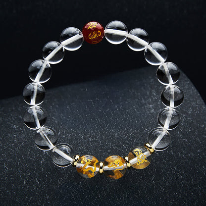Buddha Stones Clear Quartz Chinese Zodiac Healing Bracelet