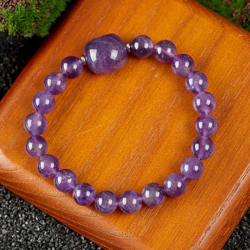 Buddha Stones Cat Design Blue Lace Agate Clear Quartz Beaded Bracelet
