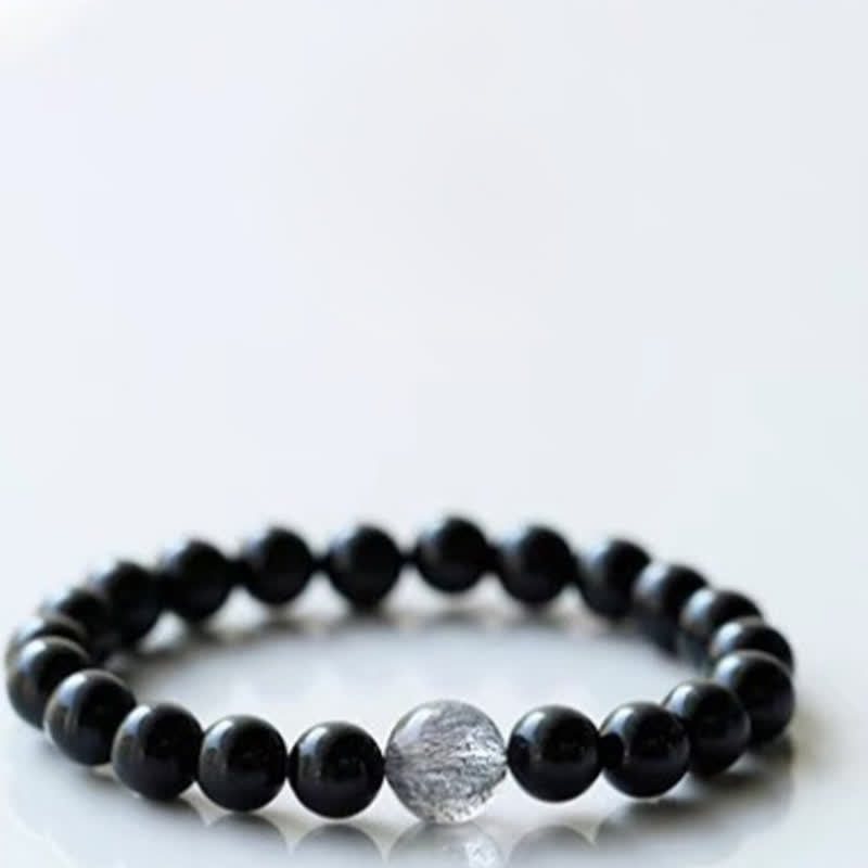Buddha Stones Black Tourmaline Crystal Zodiac Animal Design Resilience Bracelet