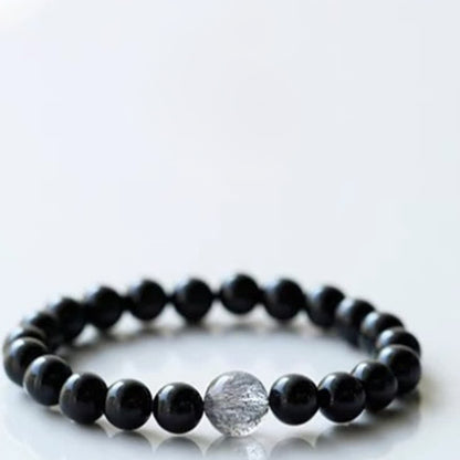 Buddha Stones Black Tourmaline Crystal Zodiac Animal Design Resilience Bracelet