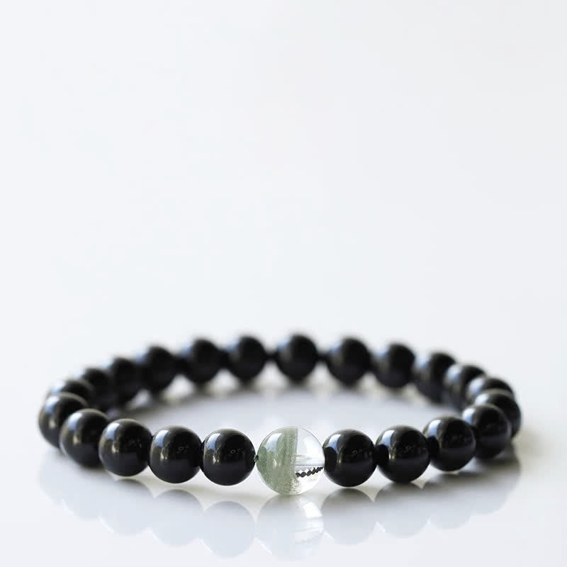 Buddha Stones Black Tourmaline Crystal Zodiac Animal Design Resilience Bracelet