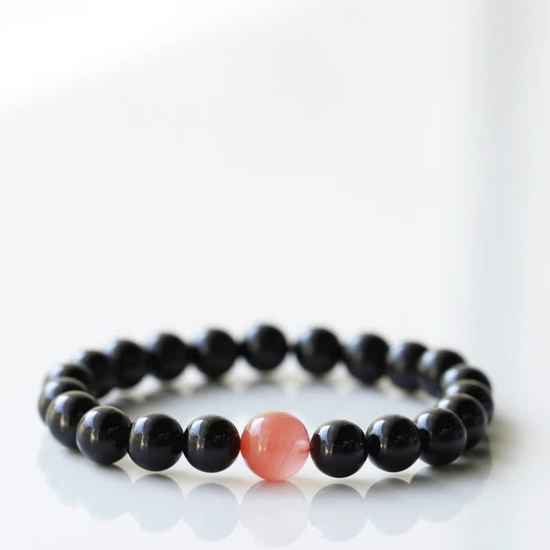 Buddha Stones Black Tourmaline Crystal Zodiac Animal Design Resilience Bracelet