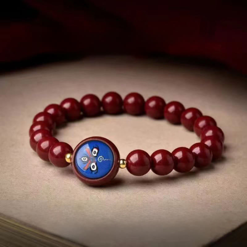 Buddha Stones Natural Cinnabar Five Directions Gods of Wealth Blessing Bracelet