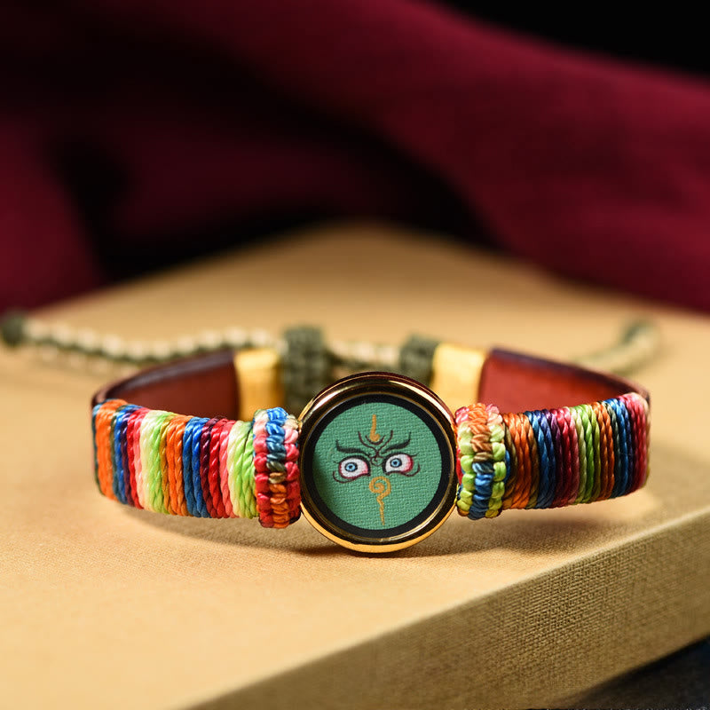 Buddha Stones Tibetan Five Directions Gods of Wealth Buddha Eye Blessing Bracelet