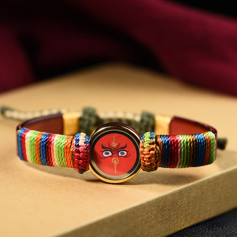 Buddha Stones Tibetan Five Directions Gods of Wealth Buddha Eye Blessing Bracelet