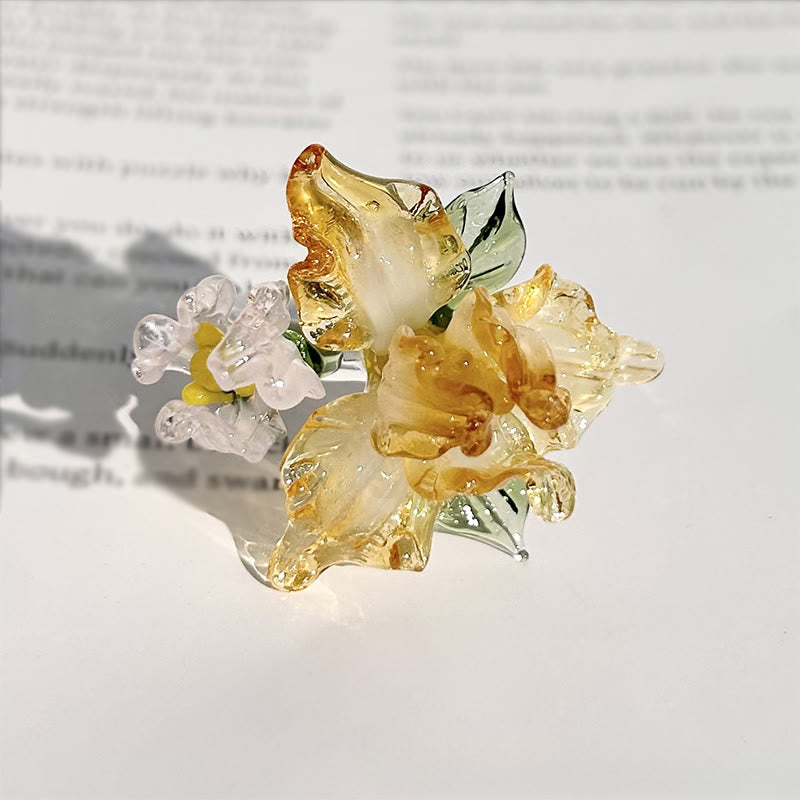 Buddha Stones Liuli Iris Flower Wisdom Ring