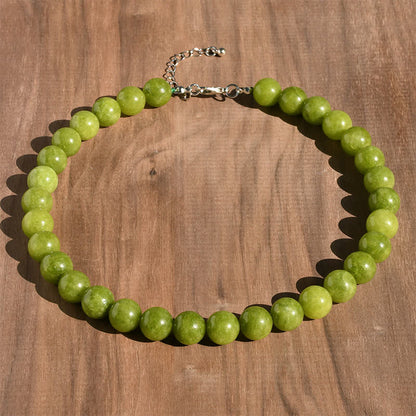 Buddha Stones 12mm Natural Crystal Aquamarine Tourmaline Bead Healing Necklace