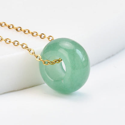 Buddha Stones Natural Rose Quartz Green Aventurine Round Crystal Healing Necklace