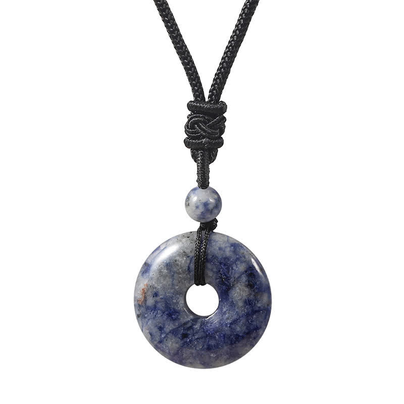 Buddha Stones Natural Rhodonite Gray Agate Peace Buckle Fortune Necklace
