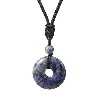 Buddha Stones Natural Rhodonite Gray Agate Peace Buckle Fortune Necklace