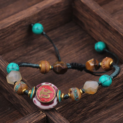 Buddha Stones Turquoise Amber Tibet Braided Rope Love Bracelet
