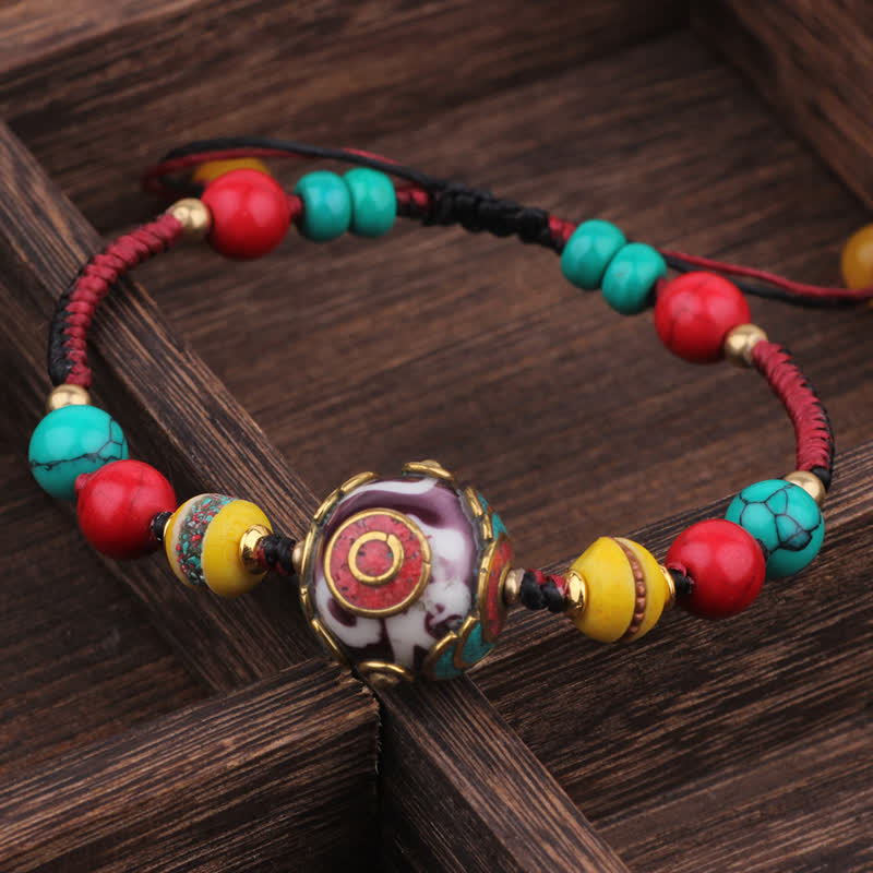 Buddha Stones Turquoise Amber Tibet Braided Rope Love Bracelet