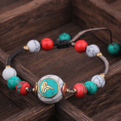 Buddha Stones Turquoise Amber Tibet Braided Rope Love Bracelet
