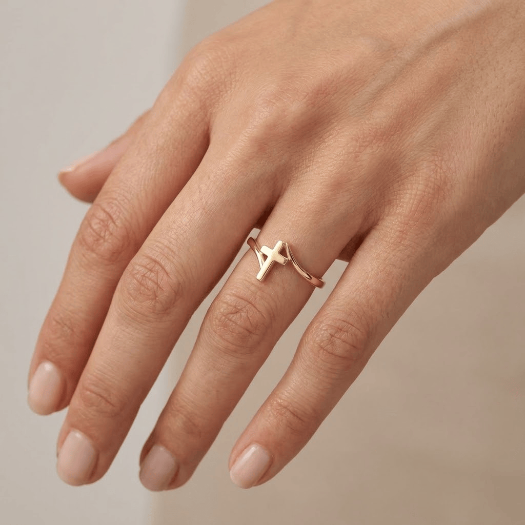 Star Cross Gold Ring - Adjustable