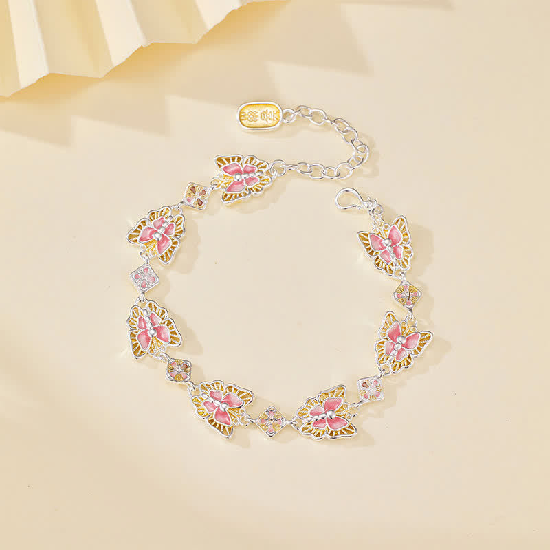Buddha Stones Copper Butterfly Enamel Freedom Bracelet