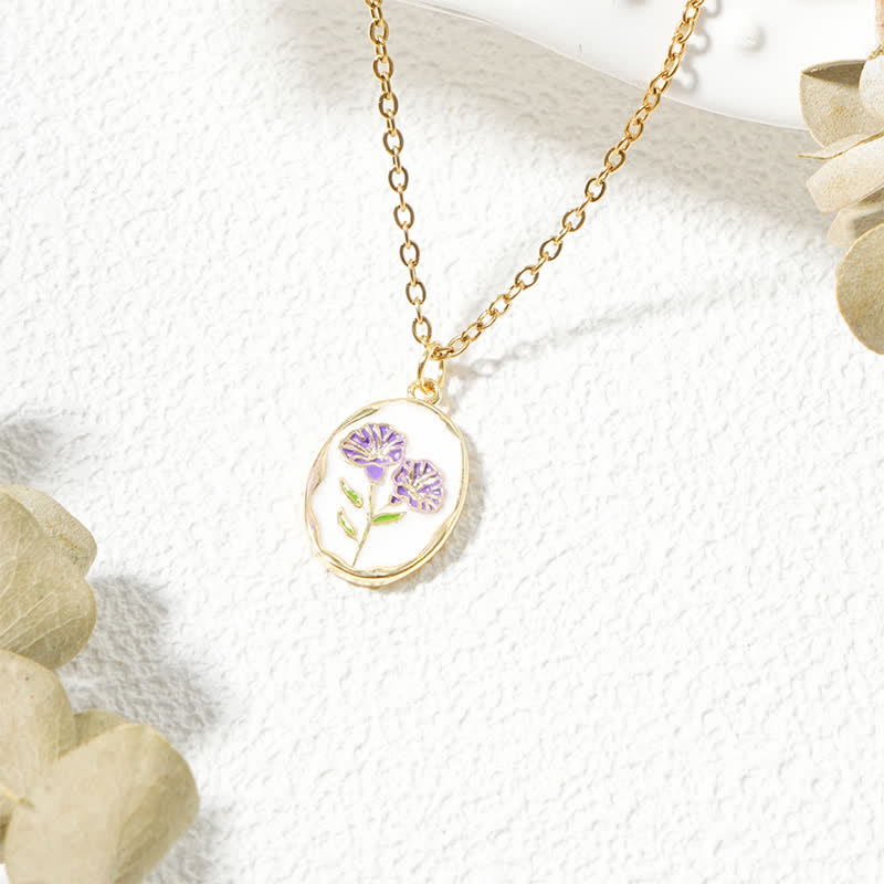 Buddha Stones Titanium Steel Birth Flower Strengthen Pendant Necklace