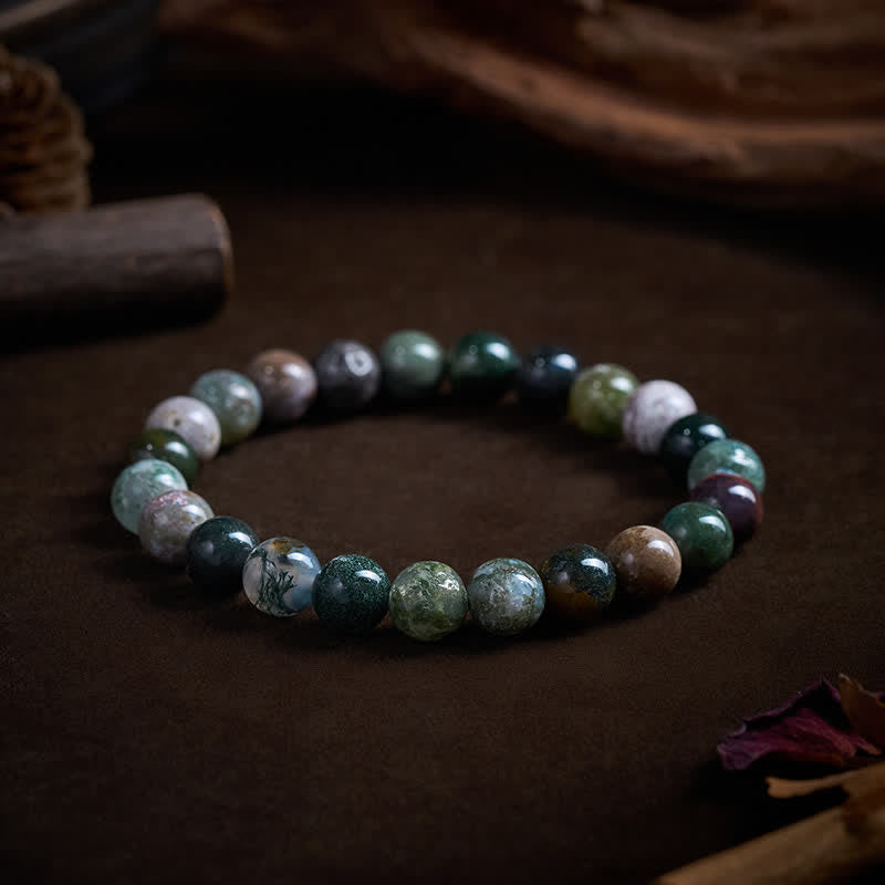 Buddha Stones Natural Stone Sea Sediment Jasper Agate Protection Peace Bracelet