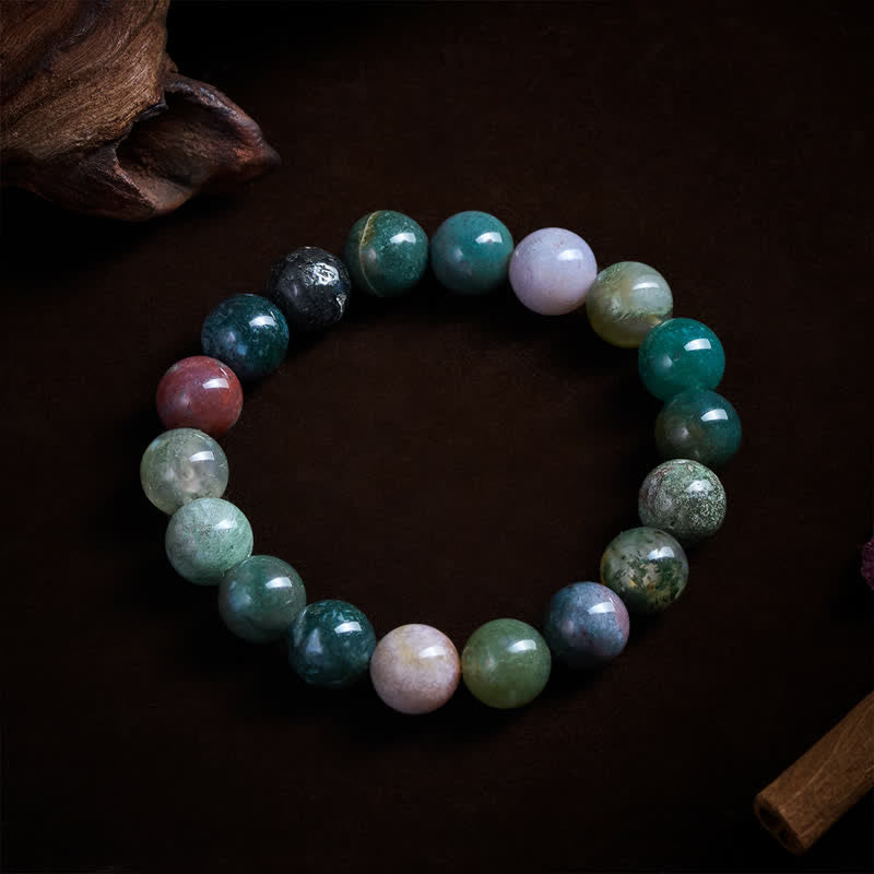 Buddha Stones Natural Stone Sea Sediment Jasper Agate Protection Peace Bracelet