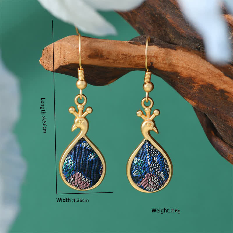 Buddha Stones Song Brocade Colorful Tone Prosperity Drop Earrings