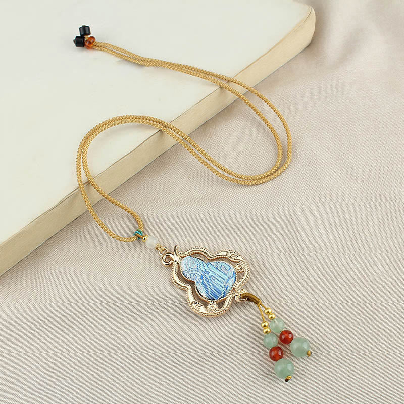 Buddha Stones Song Brocade Gourd Health Necklace