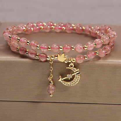 Buddha Stones Moon & Crown Purification Double Wrap Beaded Bracelet
