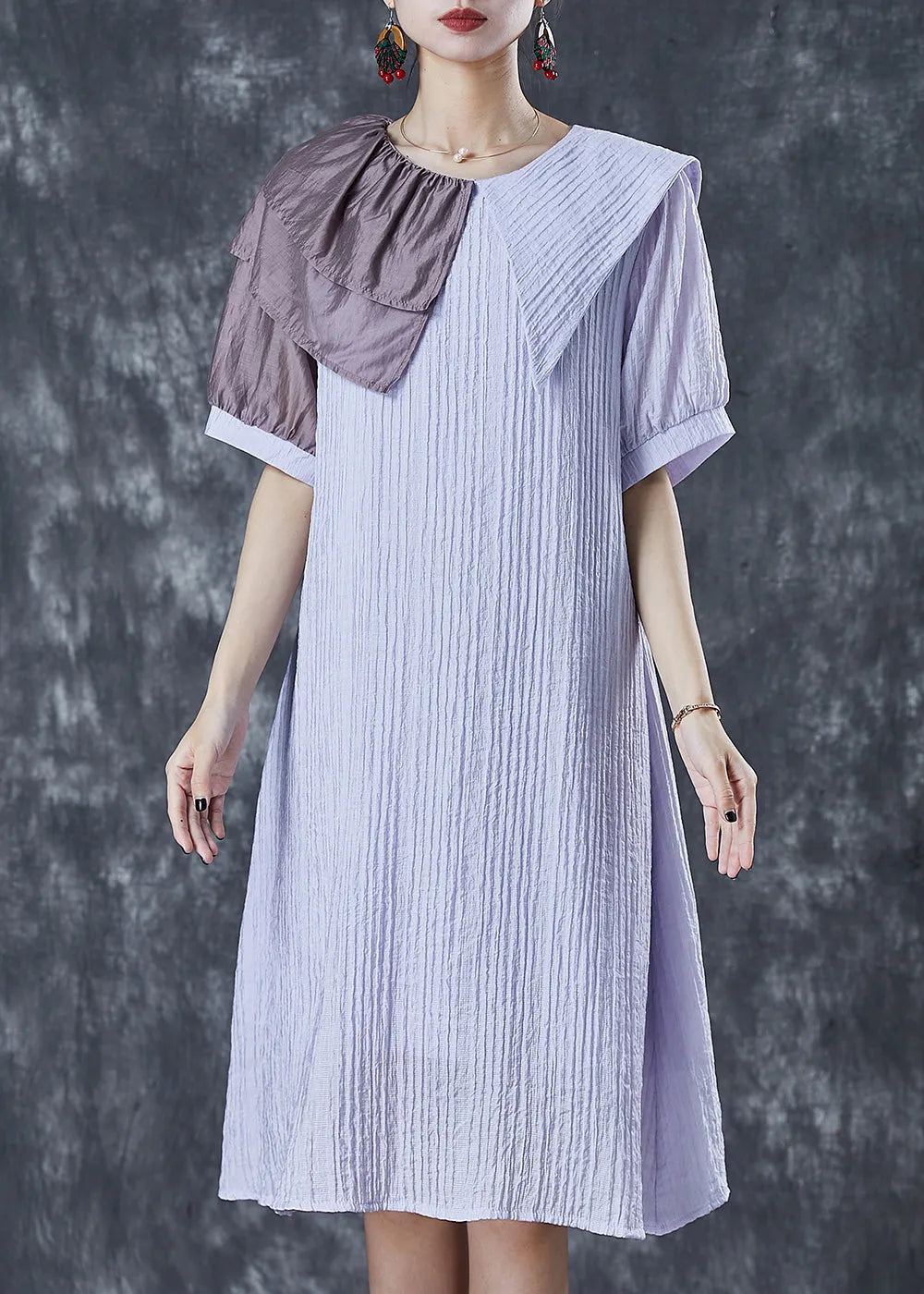 Light Purple Asymmetrical Wrinkled Party Dress Summer