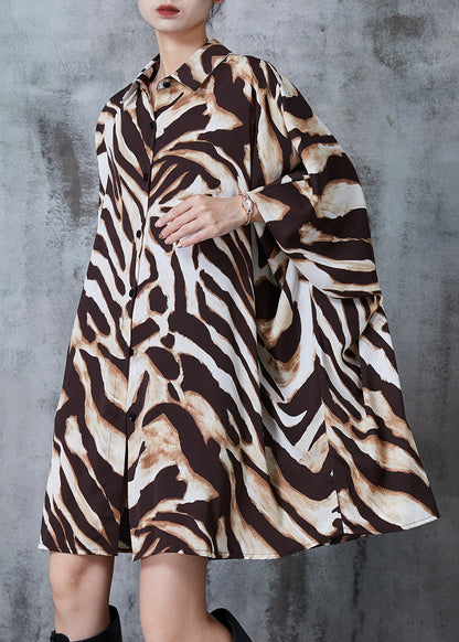 Oversized Leopard Print Chiffon Long Shirts Batwing Sleeve