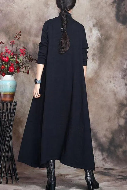 Pure Color Knitted High Neckline Dress