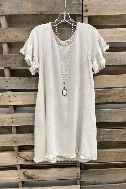 Cotton Linen Short Sleeve Dress
