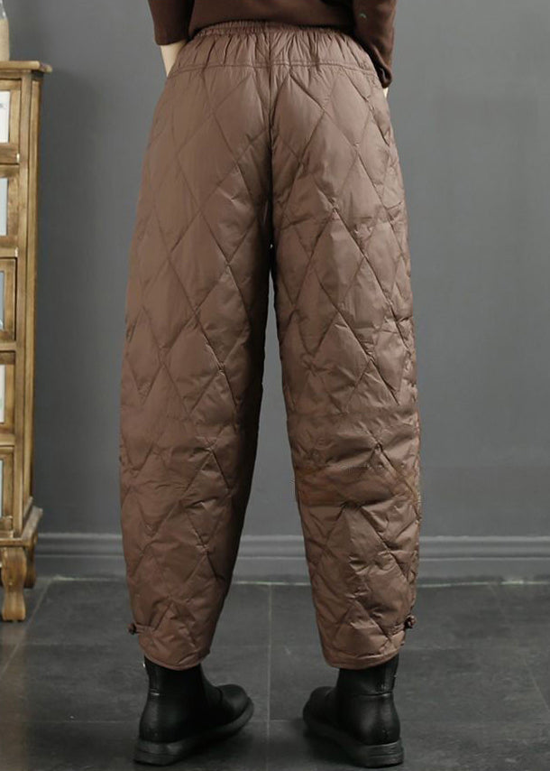 Coffee Pockets Fine Cotton Filled Crop Pants Winter