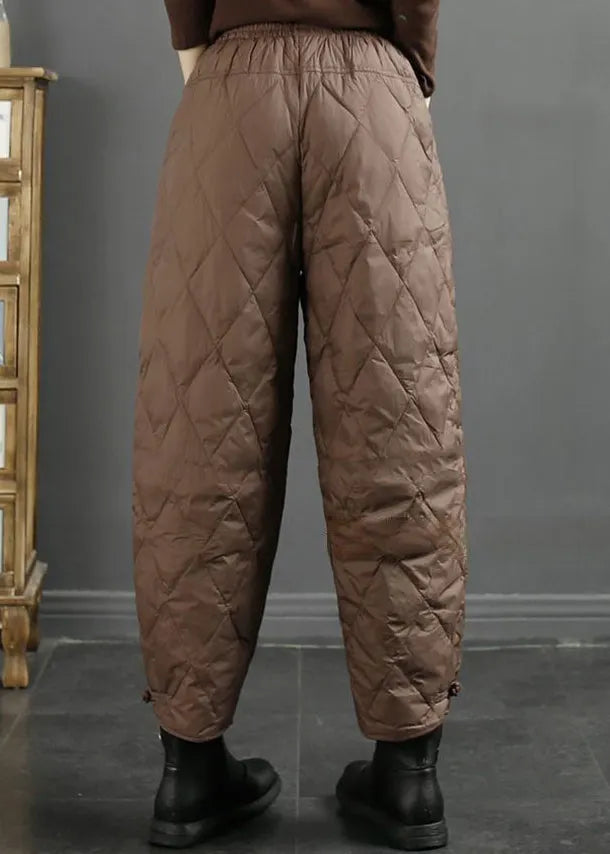 Coffee Pockets Fine Cotton Filled Crop Pants Winter