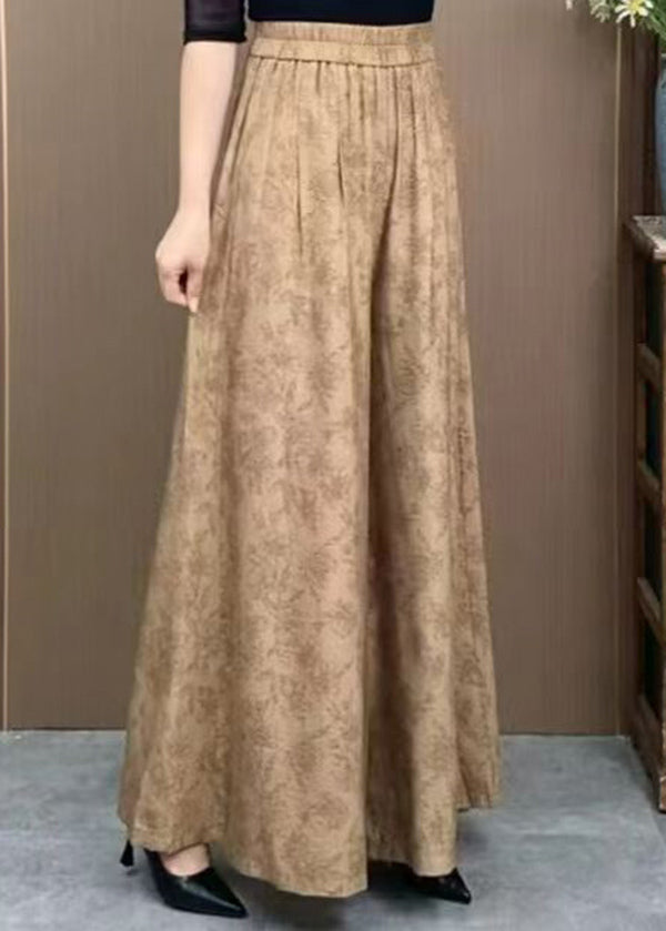 Orange Pockets Jacquard Cotton Wide Leg Pants Summer