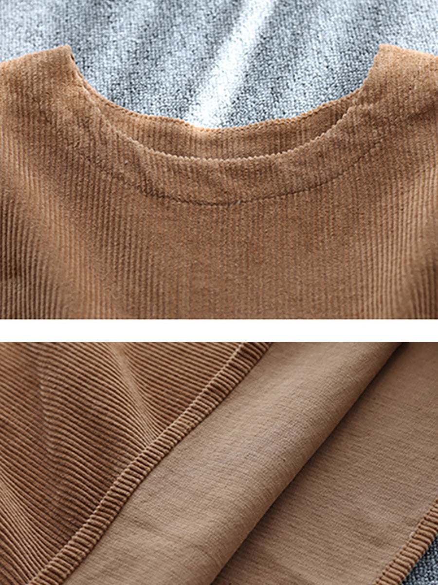 - Corduroy Pocket Sleeveless Pinafore Dress