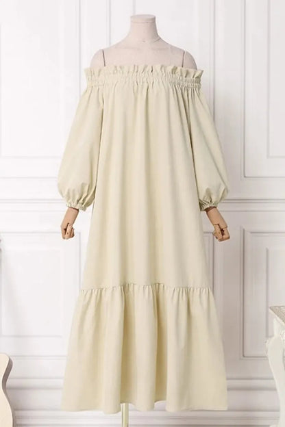 Patchwork Off the Shoulder a Line Dresses(3 Colors)