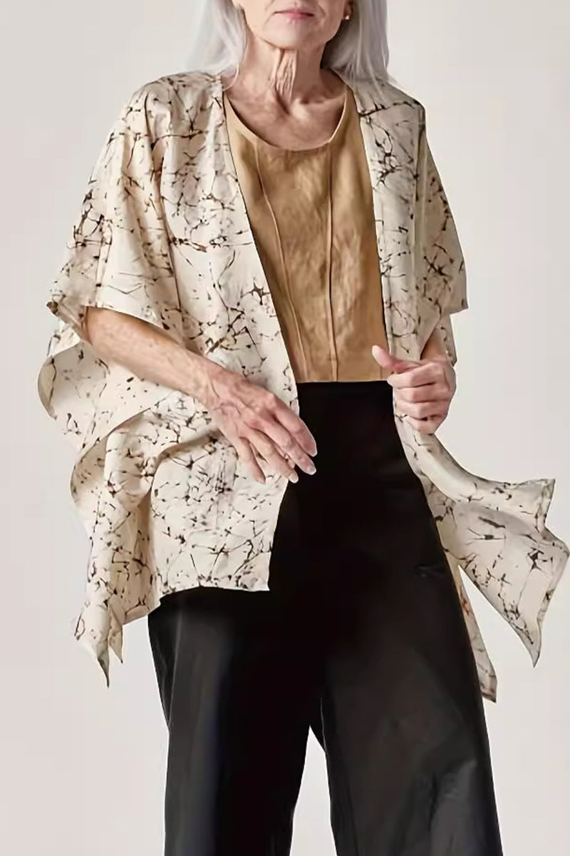 Geometric Print Patchwork V Neck Tops