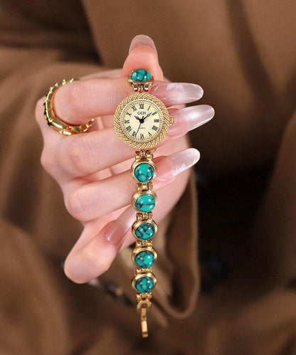 Novelty Green Alloy Cat's Eye Quartz Movement Chain Watches