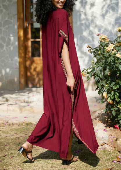 Mulberry Embroidered Side Open Cotton Dress Summer