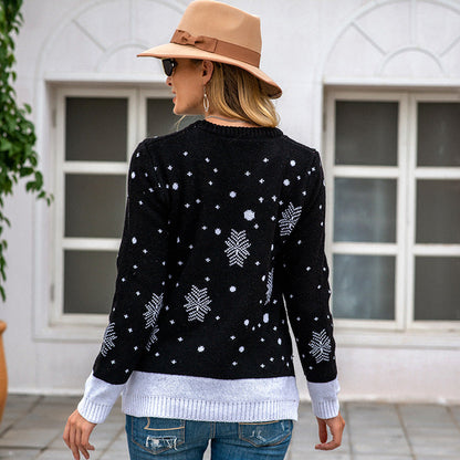 Women's Christmas Sweater with Festive Reindeer Design and Extra-Long Fit R&B