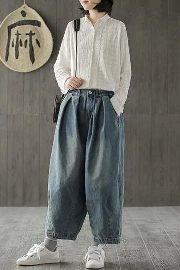 Loose Wide-leg Blue Jeans Denim Pants