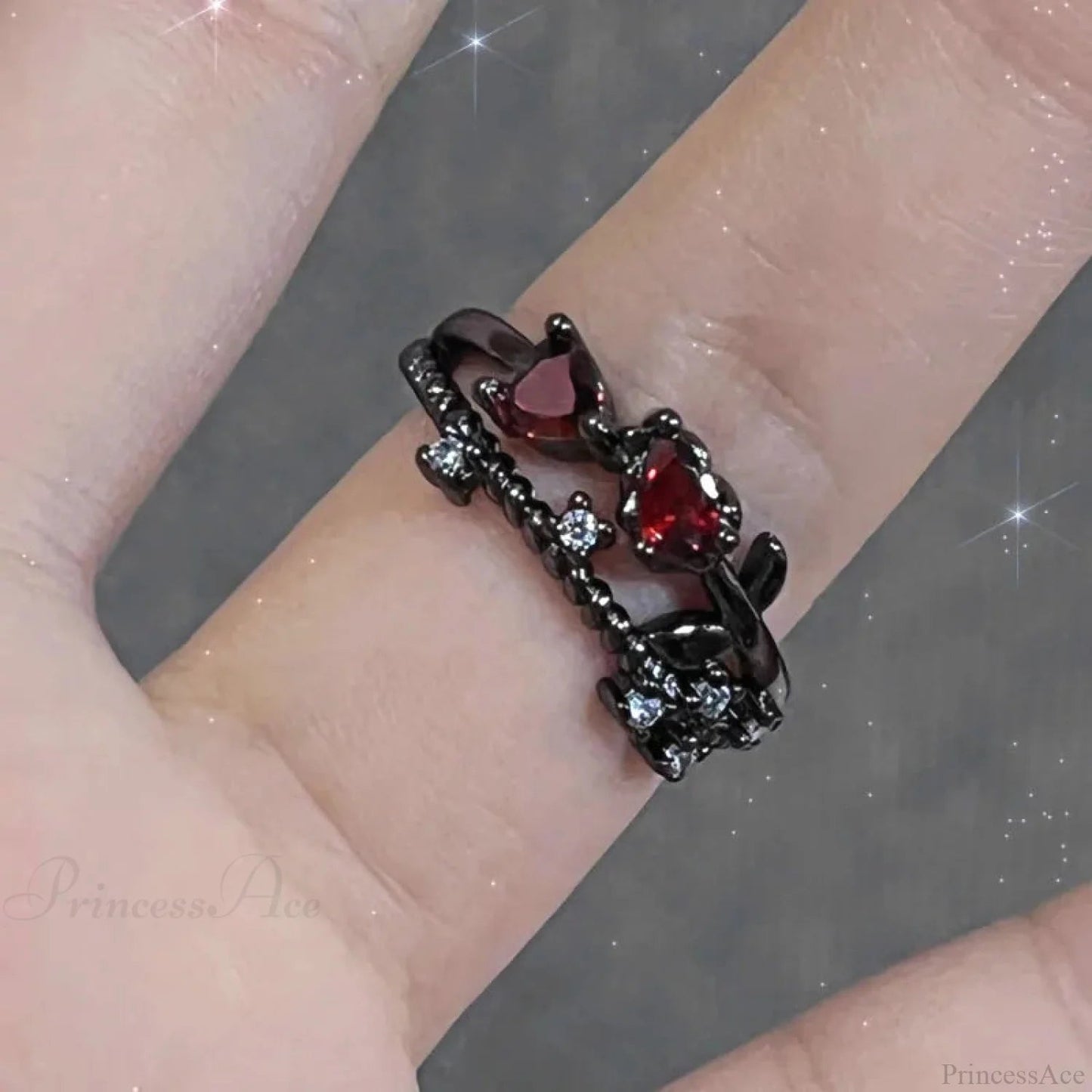 Dark Crimson Crystal Arachnid Celestial Band