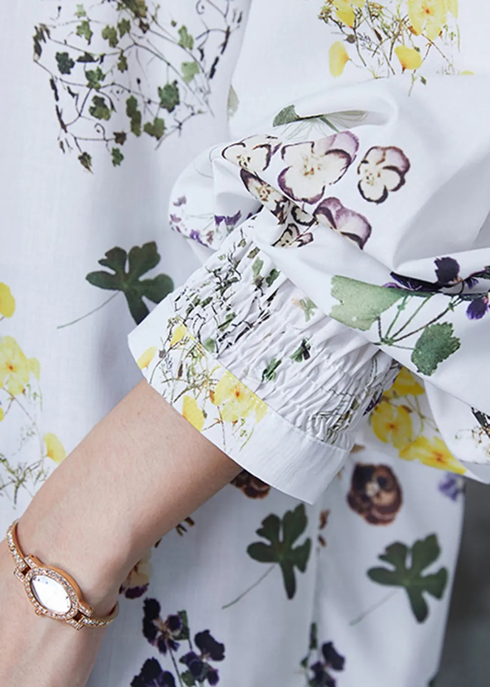 White Print Lace Up Chiffon Shirts Summer