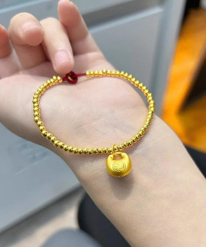Gold Hand Woven Beading Charm Bracelet